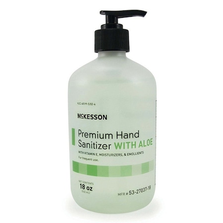 Mckesson Hand Sanitizer with Aloe, 18 oz, Gel, Pump Bottle, 12PK 53-27037-18